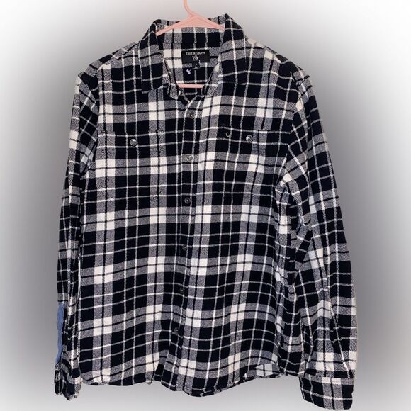 True Religion Tartan Plaid Cotton Flannel Button Down Long Sleeve Size Large - Picture 1 of 6